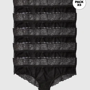 Lot de 5 culottes taille mi-haute en tulle et dentelle