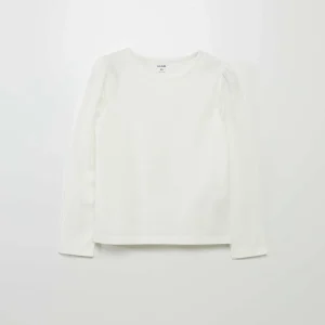 Tee-shirt uni avec épaules froncées blanc