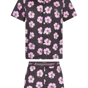 Pyjama Hommes en Hibiscus Rose et Marron