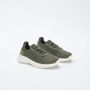 Baskets de running avec lacets élastiques KAKI
