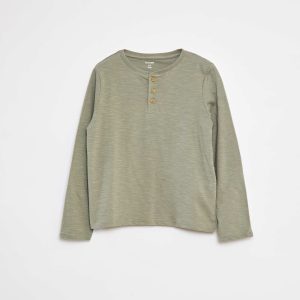 T-shirt à manches longues et col tunisien VERT