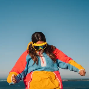 Polaire en Bleu, Rose & Jaune