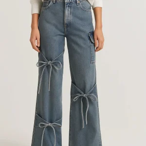 Pantalon Femme | coupe droite & esprit créatif | nœuds décoratifs pour Printemps