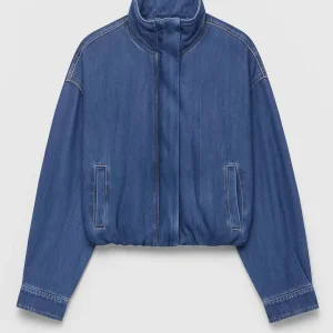 Veste Femme | Denim | Moderne | col montant structuré pour Mi-Saison