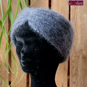 Cache Oreilles Laine Mohair Gris ardoise